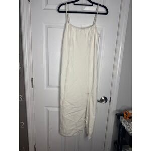LE‎ LIS Cream Denim 100% Cotton Tank Midi Dress Size M